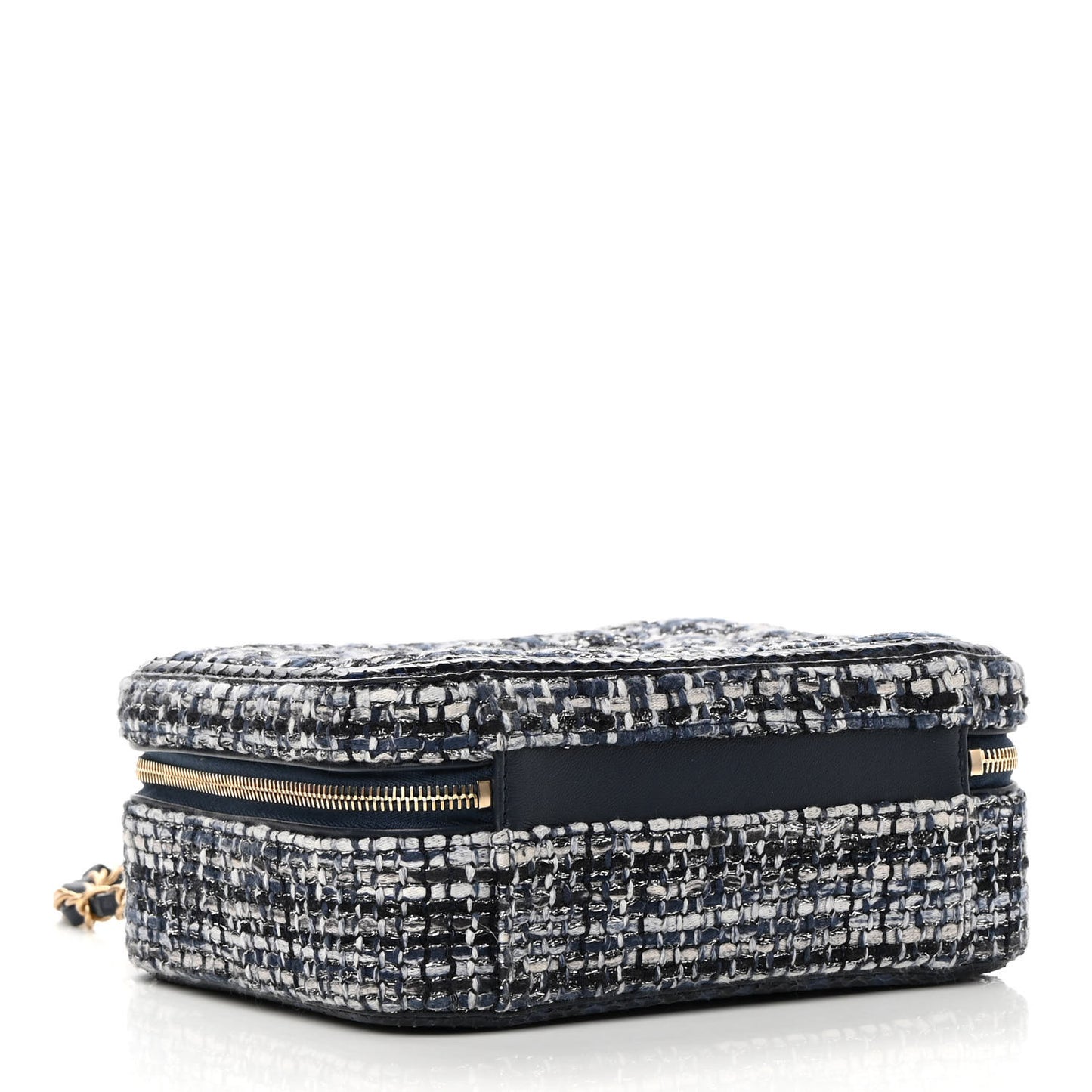 Tweed Snakeskin Quilted Medium CC Filigree Vanity Case Dark Navy