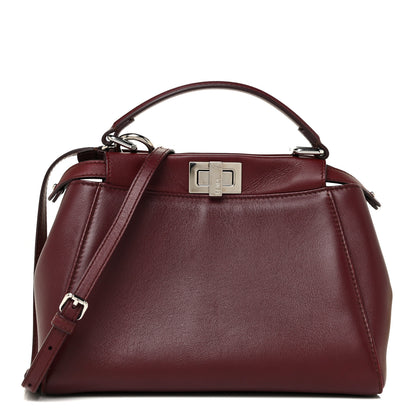 Fendi Nappa Mini Peekaboo Iconic Satchel Bordeaux 1 of 19