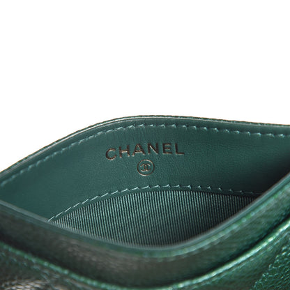 Chanel Metallic Caviar Quilted Card Holder Green 6 of 9