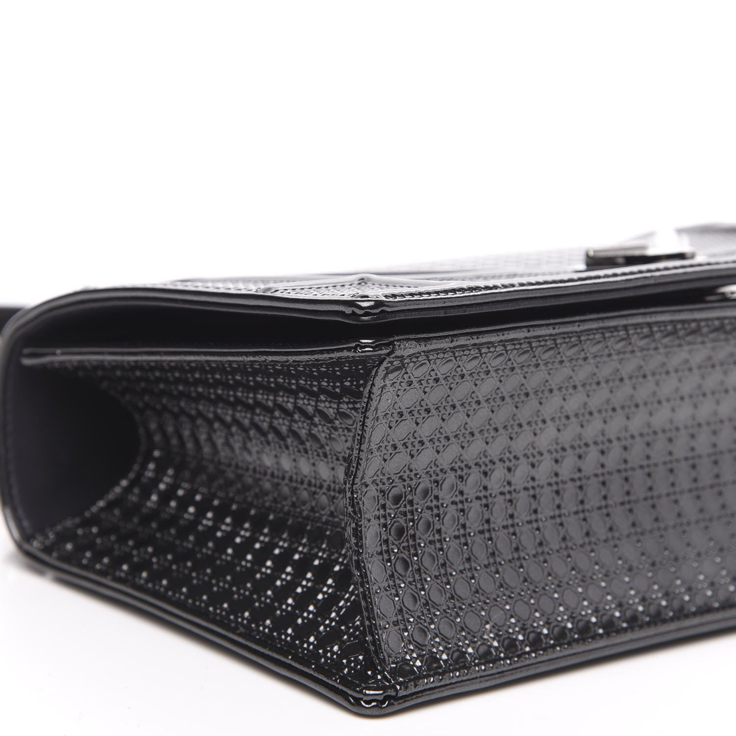 Christian Dior Metallic Patent Micro-Cannage Medium Diorama Flap Bag Onyx Black 7 of 9
