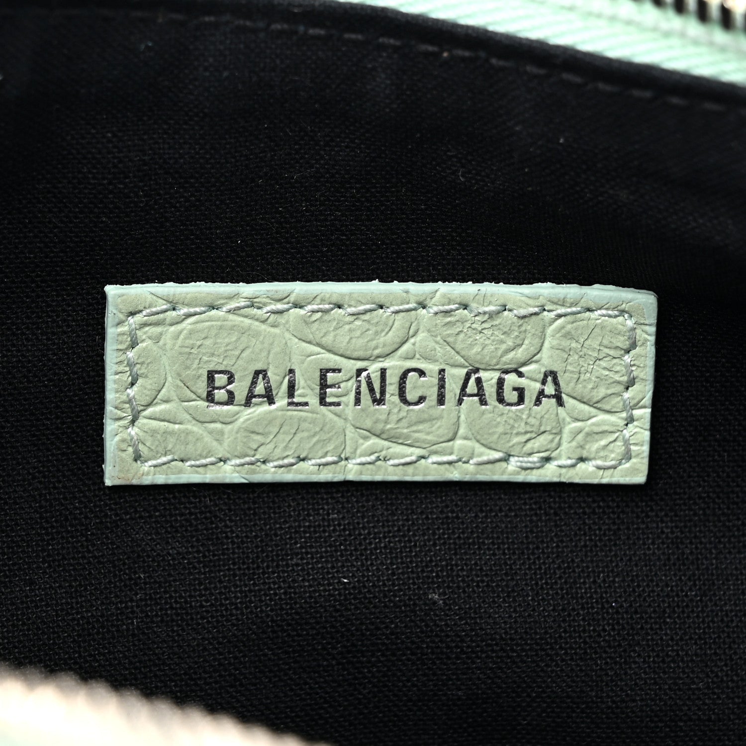 Balenciaga Extra Supple Calfskin Crocodile Embossed Le Cagole Shoulder Bag XS Light Green 7 of 12
