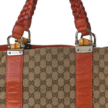 Gucci Monogram Medium Bamboo Bar Tote Coral 8 of 11