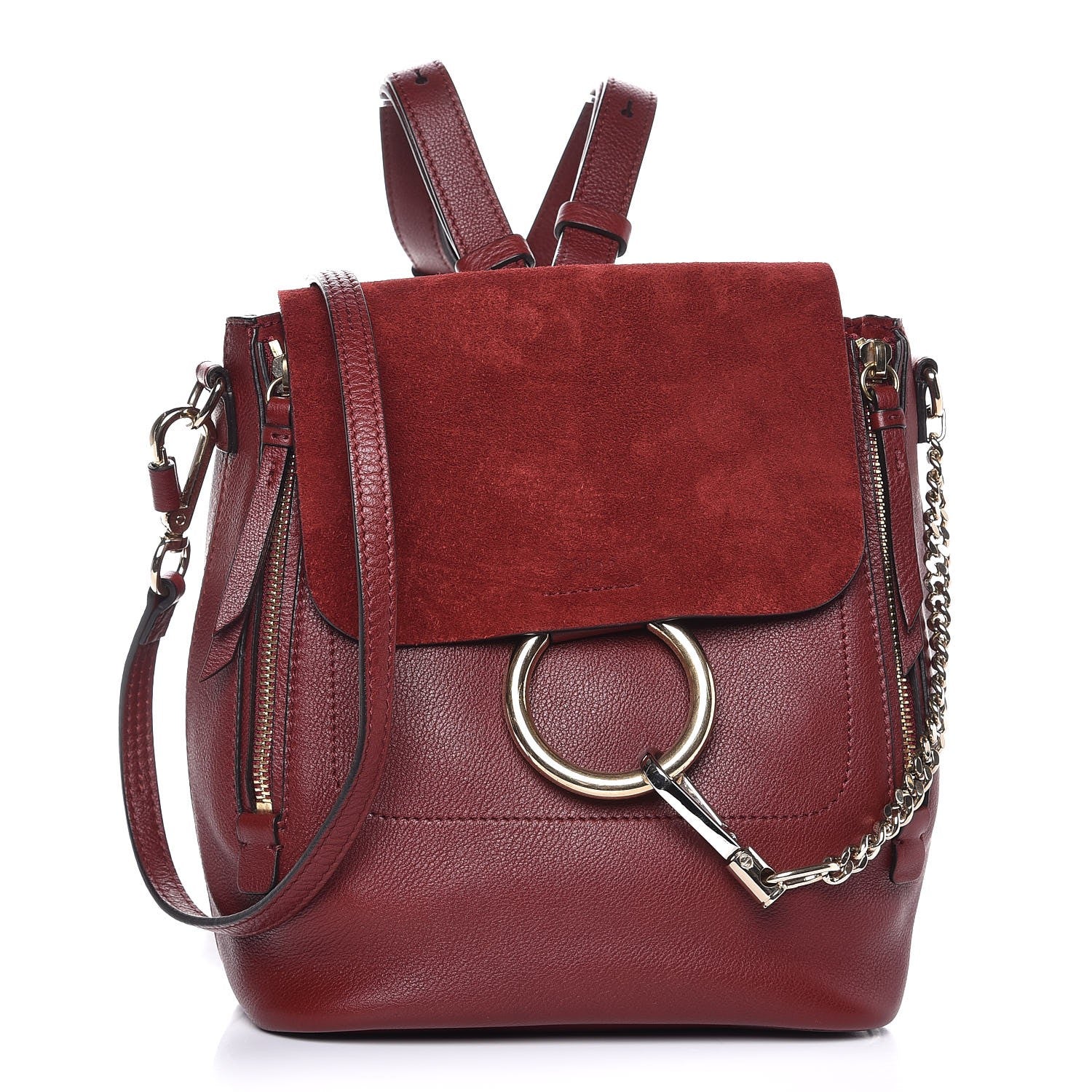Chloe Suede Calfskin Small Faye Backpack Sienna Red 1 of 7