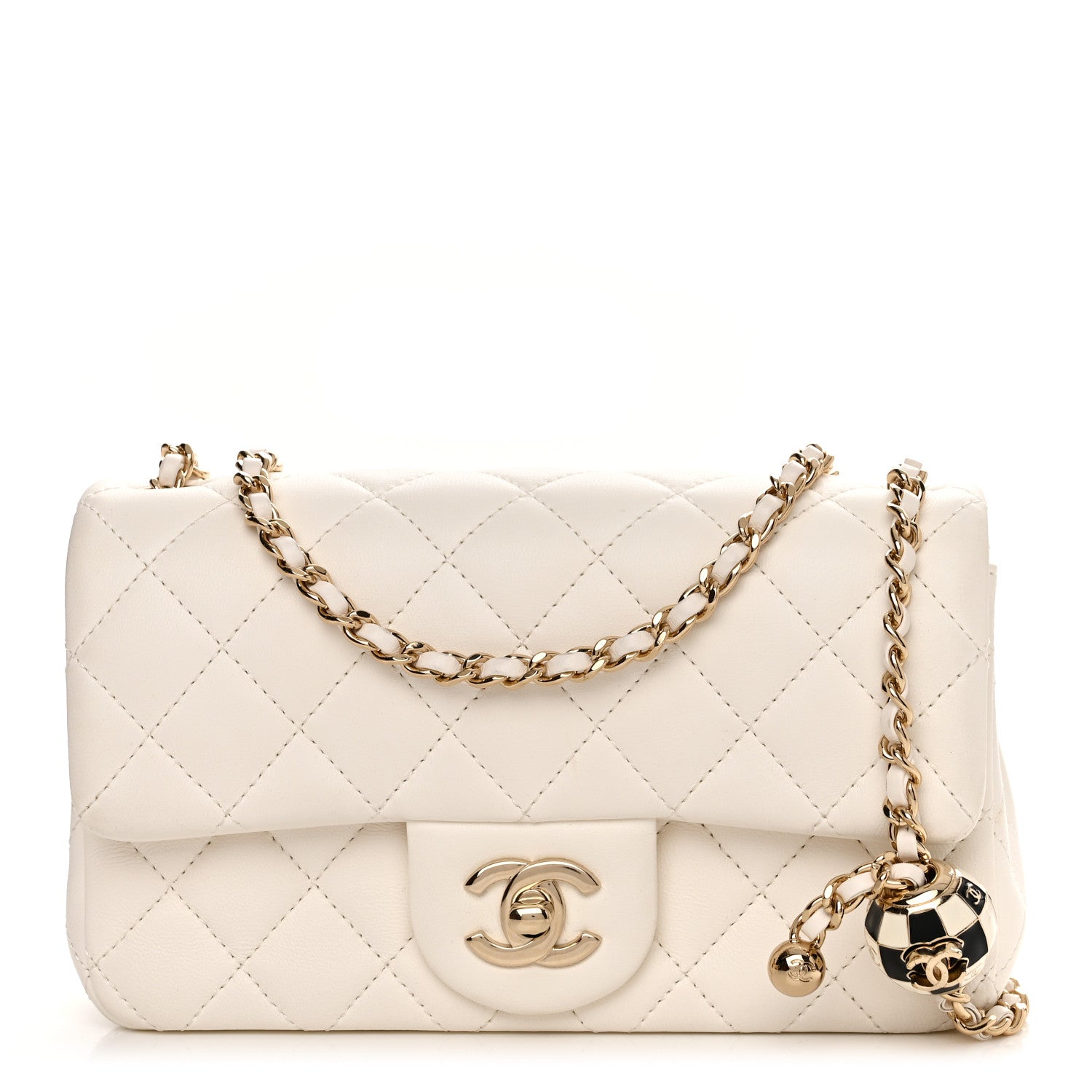 Chanel Lambskin Quilted Enamel Mini Rectangular Pearl Crush Flap White 1 of 11