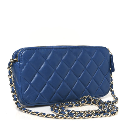 Chanel Lambskin Quilted Small Clutch With Chain Blue 3 of 11