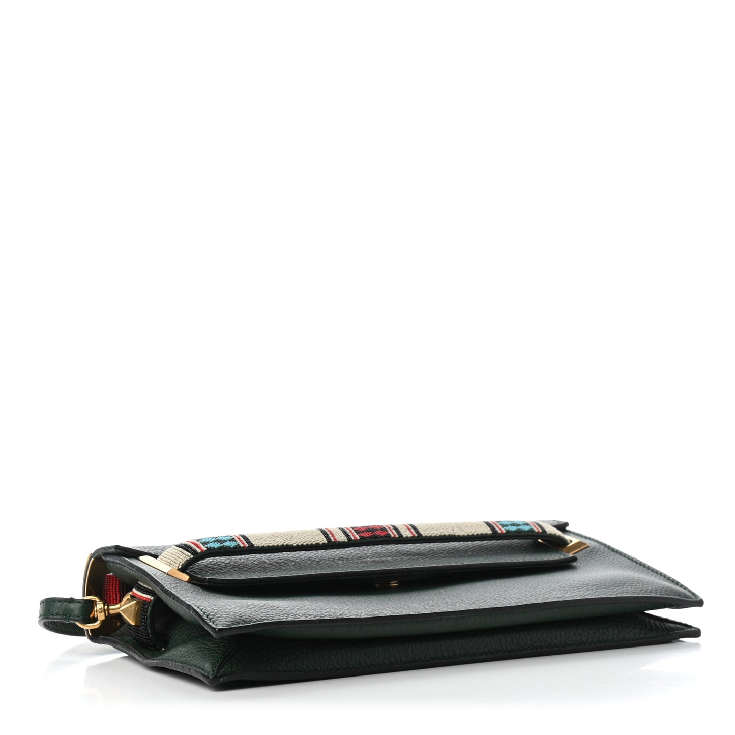 Pebbled Calfskin Beaded My Rockstud Clutch Green