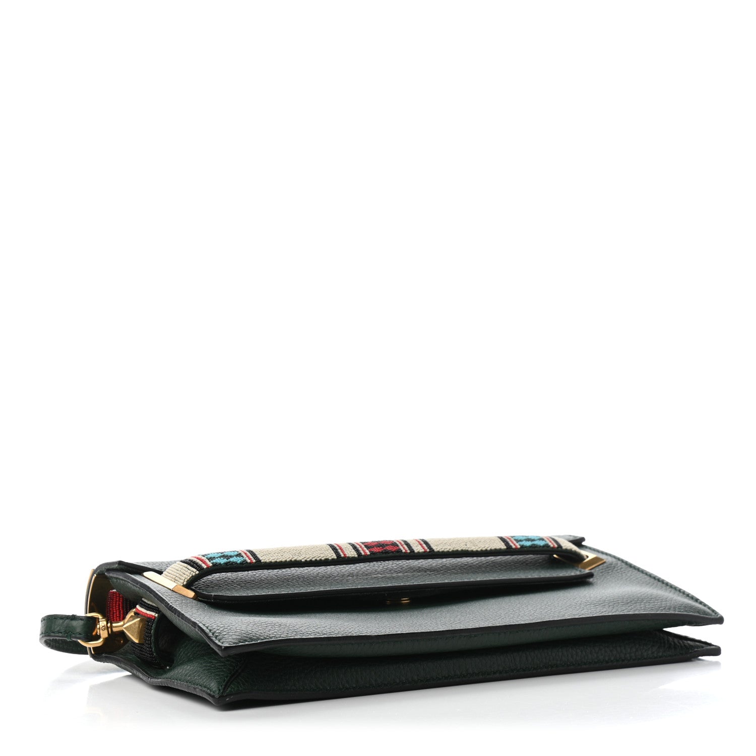 Valentino Garavani Pebbled Calfskin Beaded My Rockstud Clutch Green 3 of 5