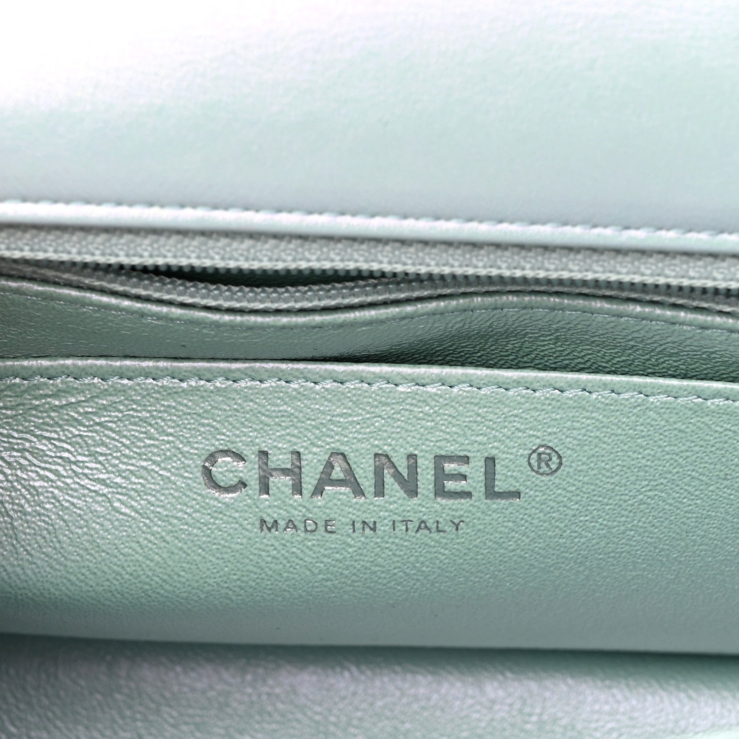 Chanel Iridescent Calfskin Quilted Mini Rectangular Flap Light Blue 6 of 10