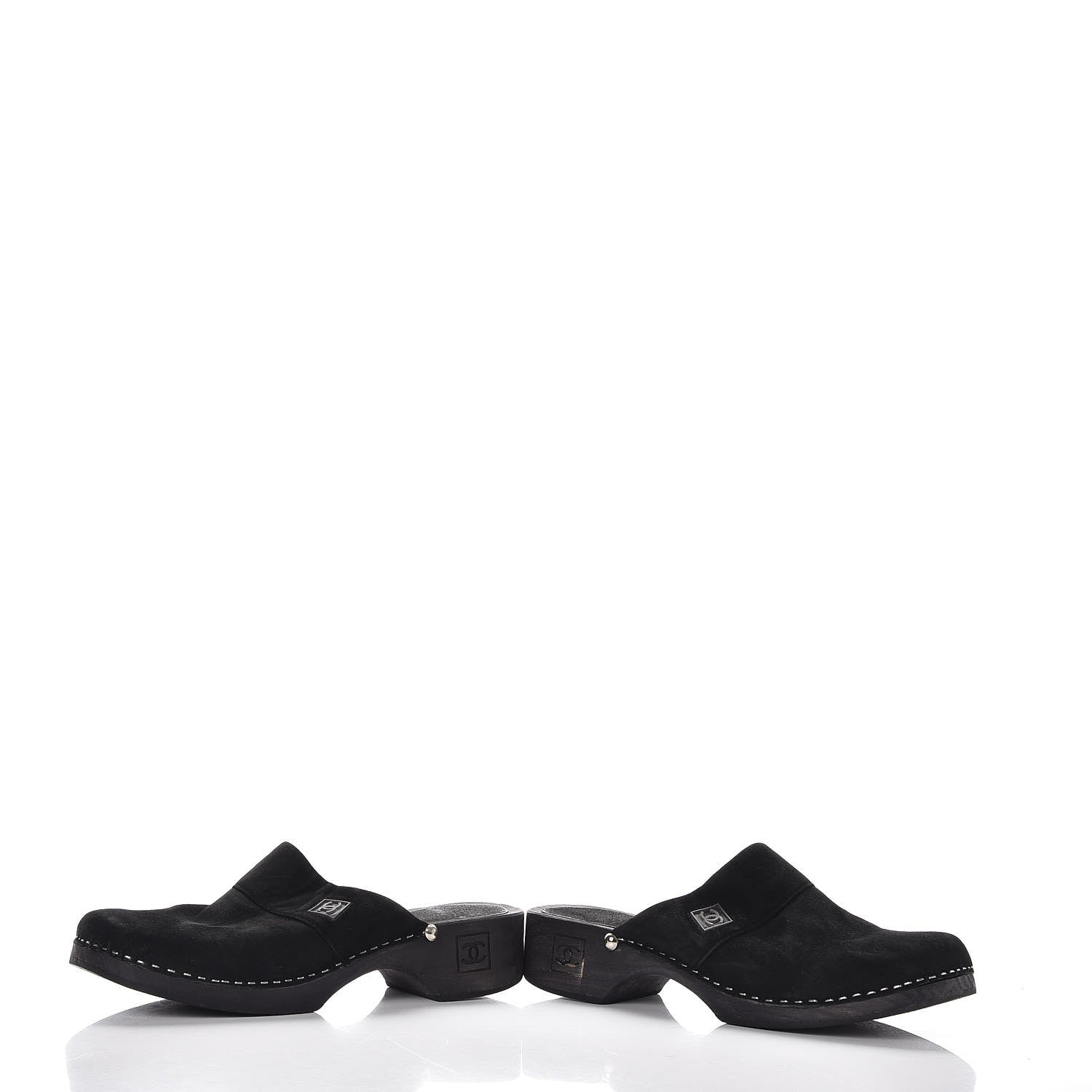 Chanel Suede CC Clogs 38 Black 6 of 10