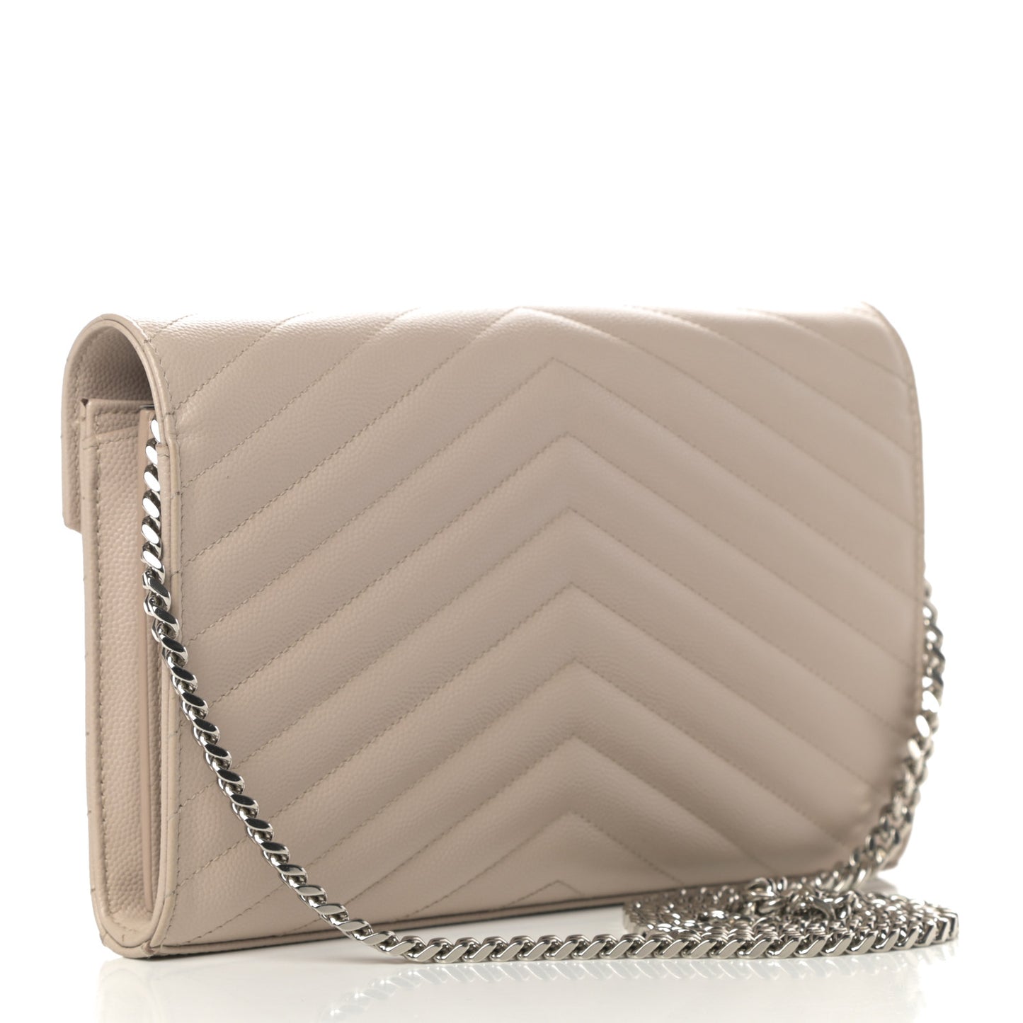 Grain De Poudre Matelasse Chevron Monogram Chain Wallet Rose Poudre