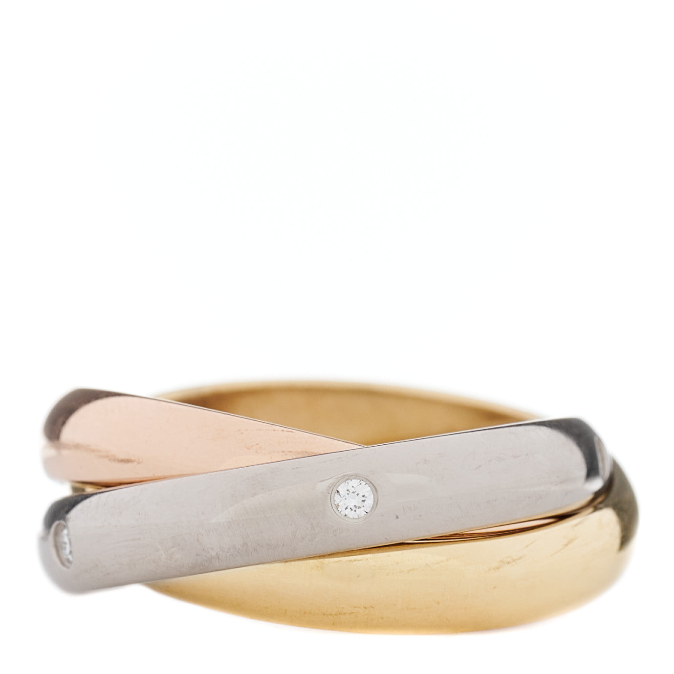Cartier 18K Pink Yellow White Gold Diamond Trinity Ring 51 5.75 3 of 5
