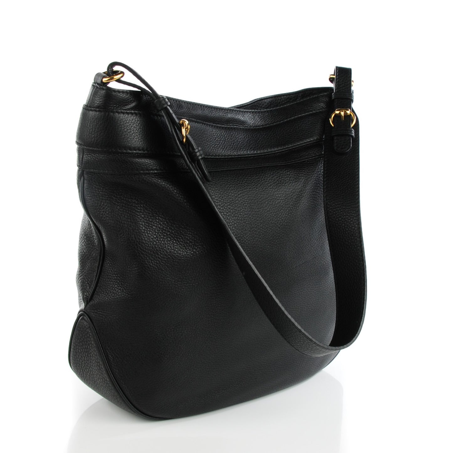 Calfskin Large Ride Shoulder Bag Black