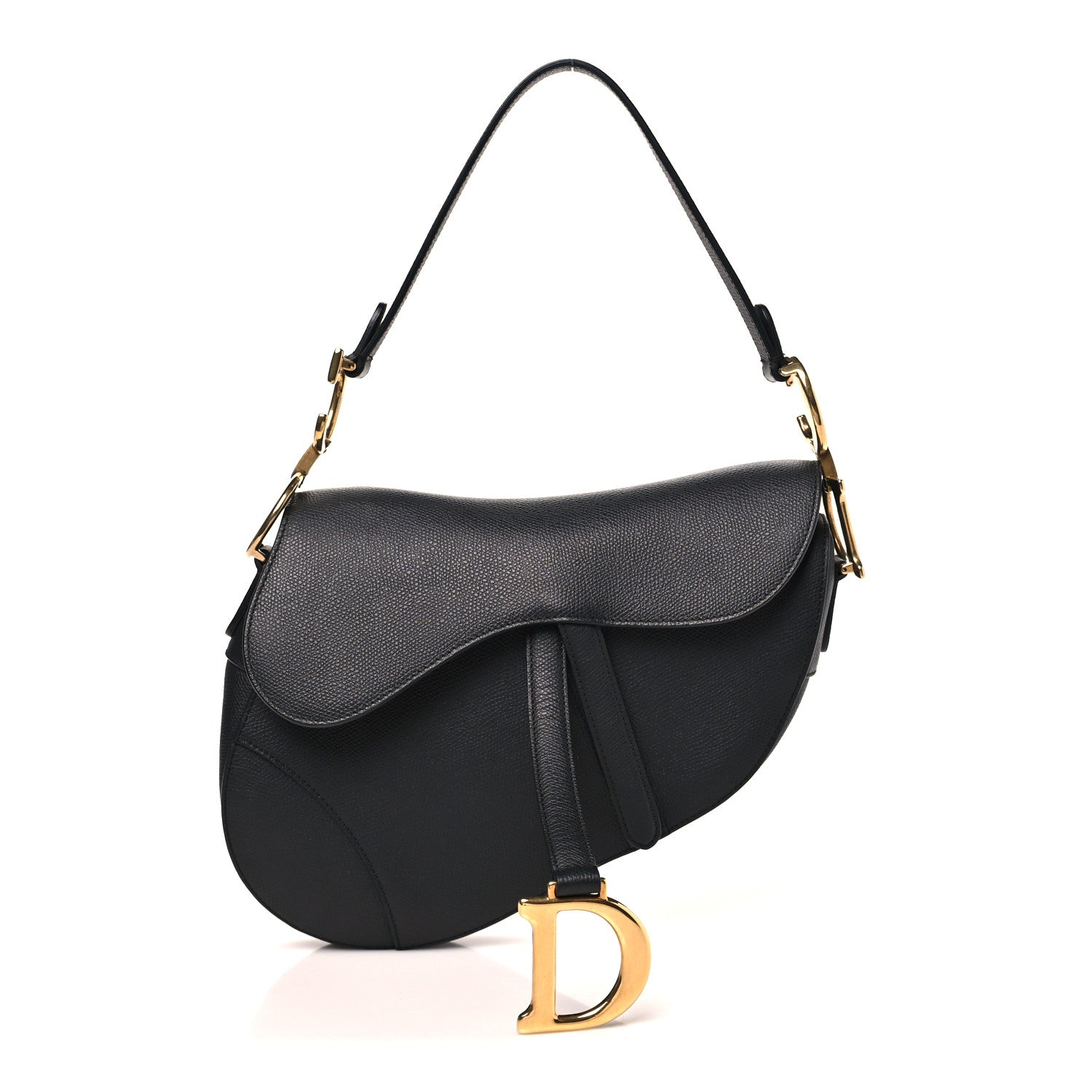 Christian Dior Grained Calfskin Saddle Bag Black 1 of 11