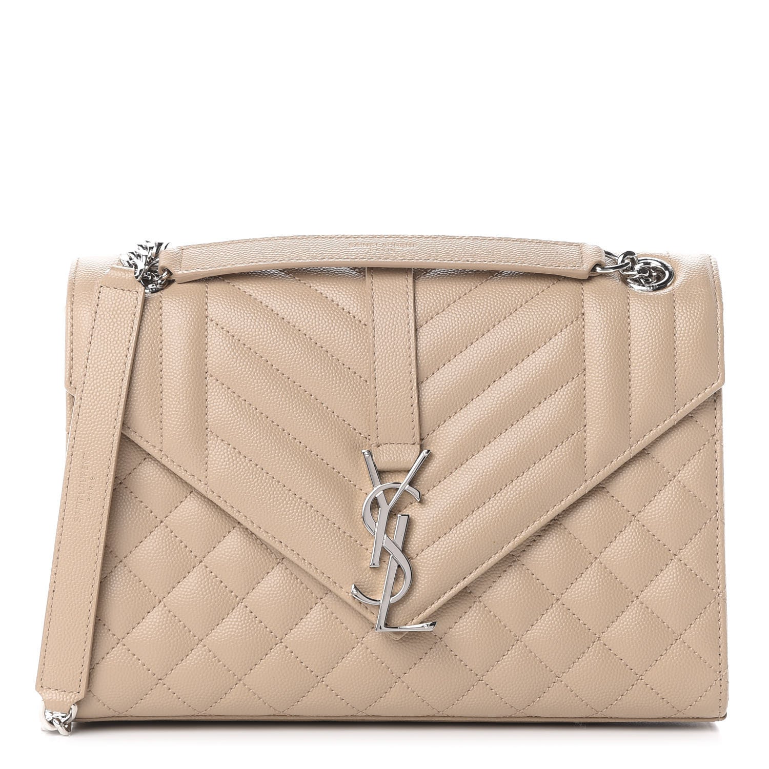 Saint Laurent Grain De Poudre Textured Mixed Matelasse Medium Triquilt Monogram Satchel Nude Powder 1 of 10