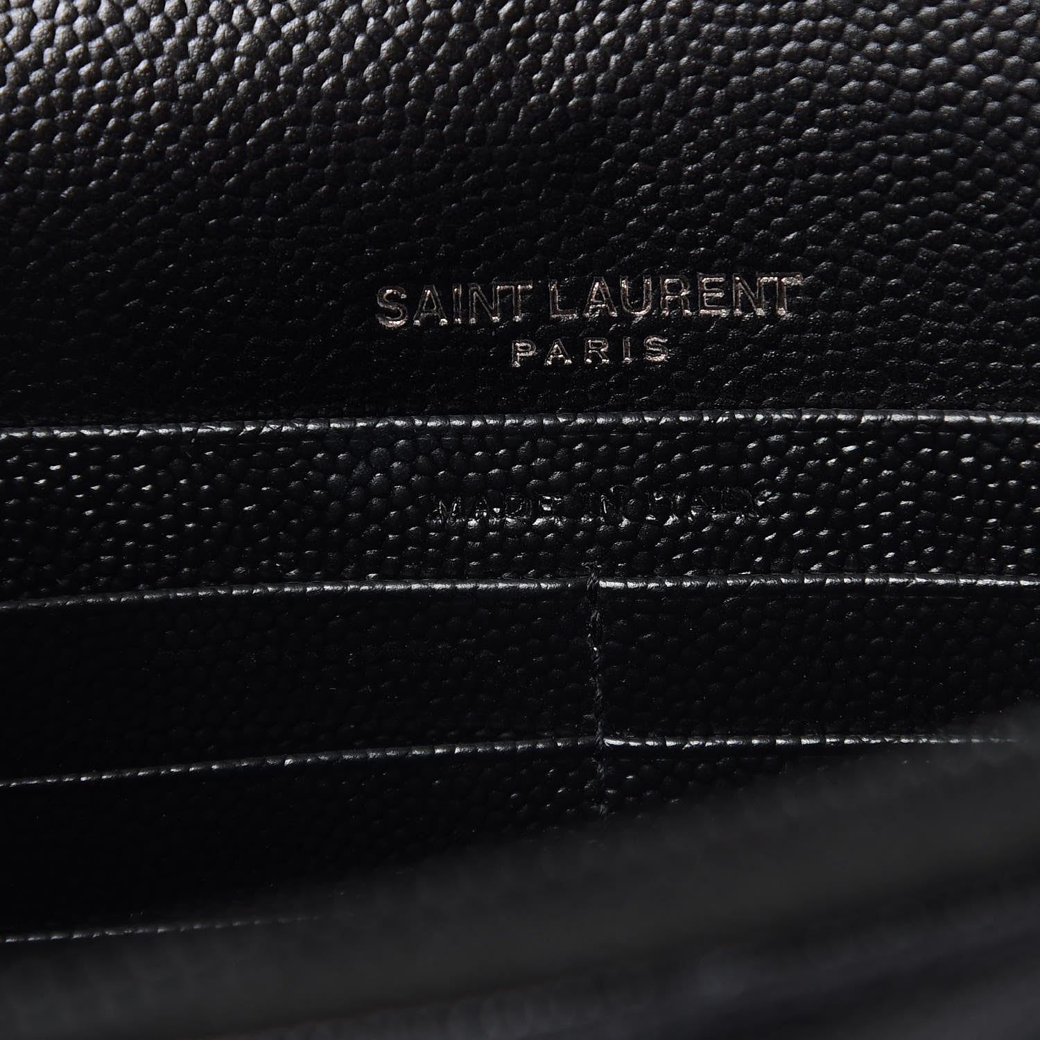 Saint Laurent Grain De Poudre Matelasse Chevron Monogram Envelope Chain Wallet Black 6 of 8