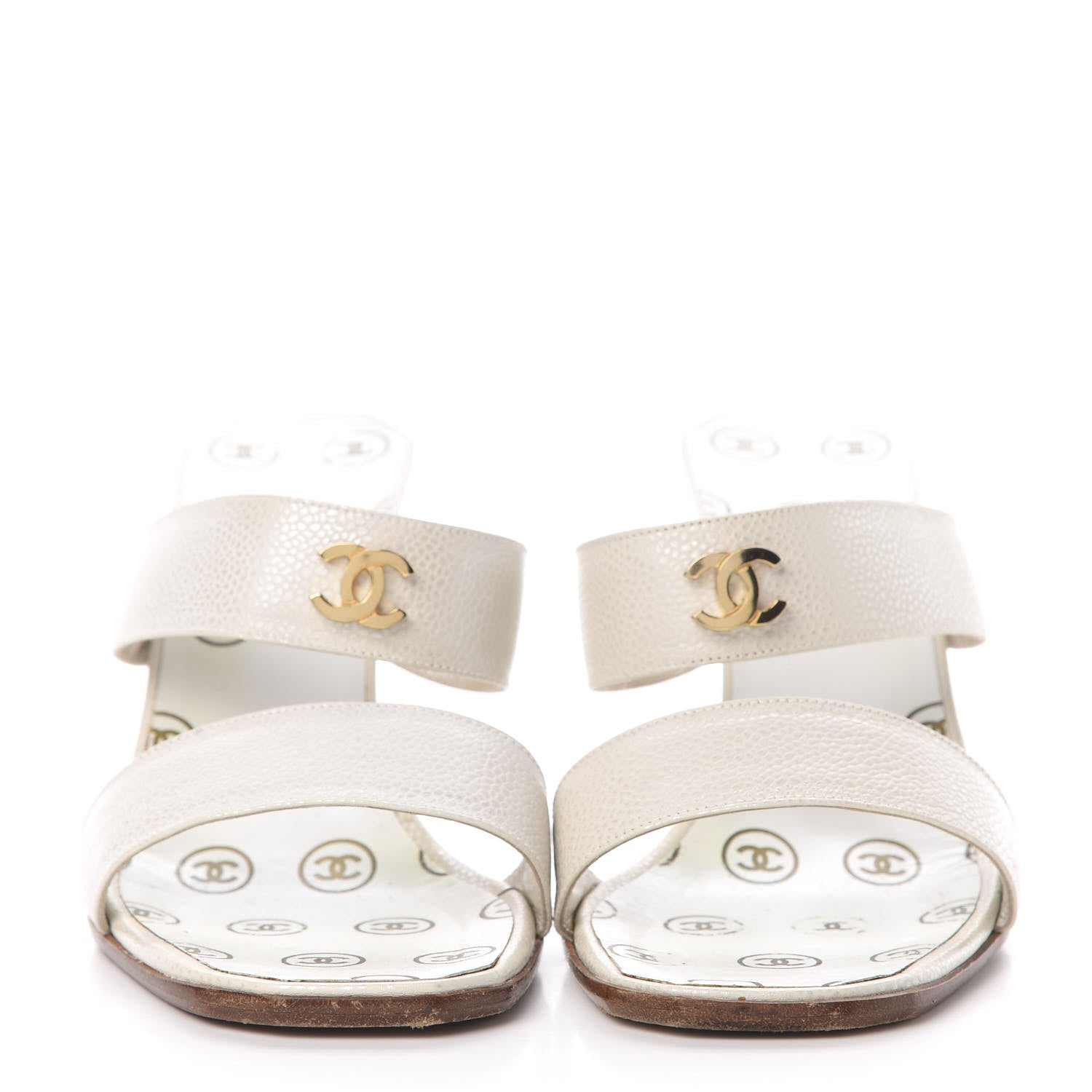 Chanel Caviar CC Mules 37.5 White 2 of 11