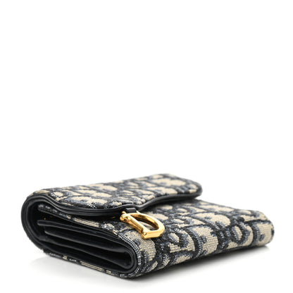 Christian Dior Oblique Saddle Lotus Wallet Blue 4 of 8