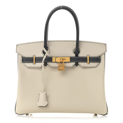 Hermes Epsom Horseshoe Bi Color Birkin 30 Craie Black 1 of 13