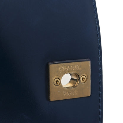 Chanel Calfskin Lizard Chevron Quilted Mini Coco Handle Flap Blue 6 of 12