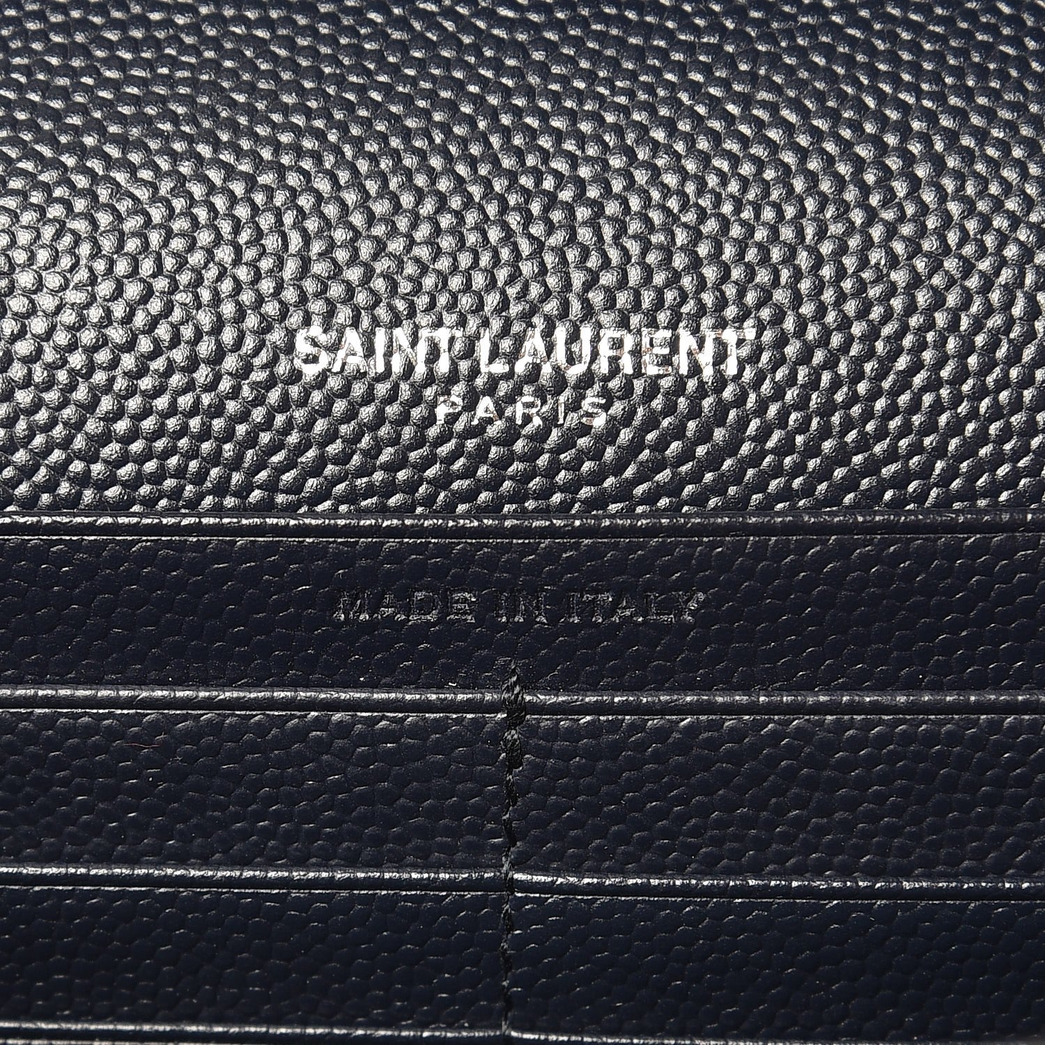 Saint Laurent Grain De Poudre Matelasse Chevron Monogram Chain Wallet Navy 6 of 7