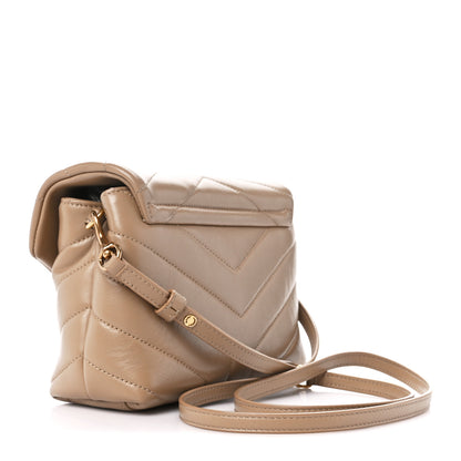 Saint Laurent Calfskin Y Quilted Monogram Toy Loulou Crossbody Bag Dark Beige 3 of 11
