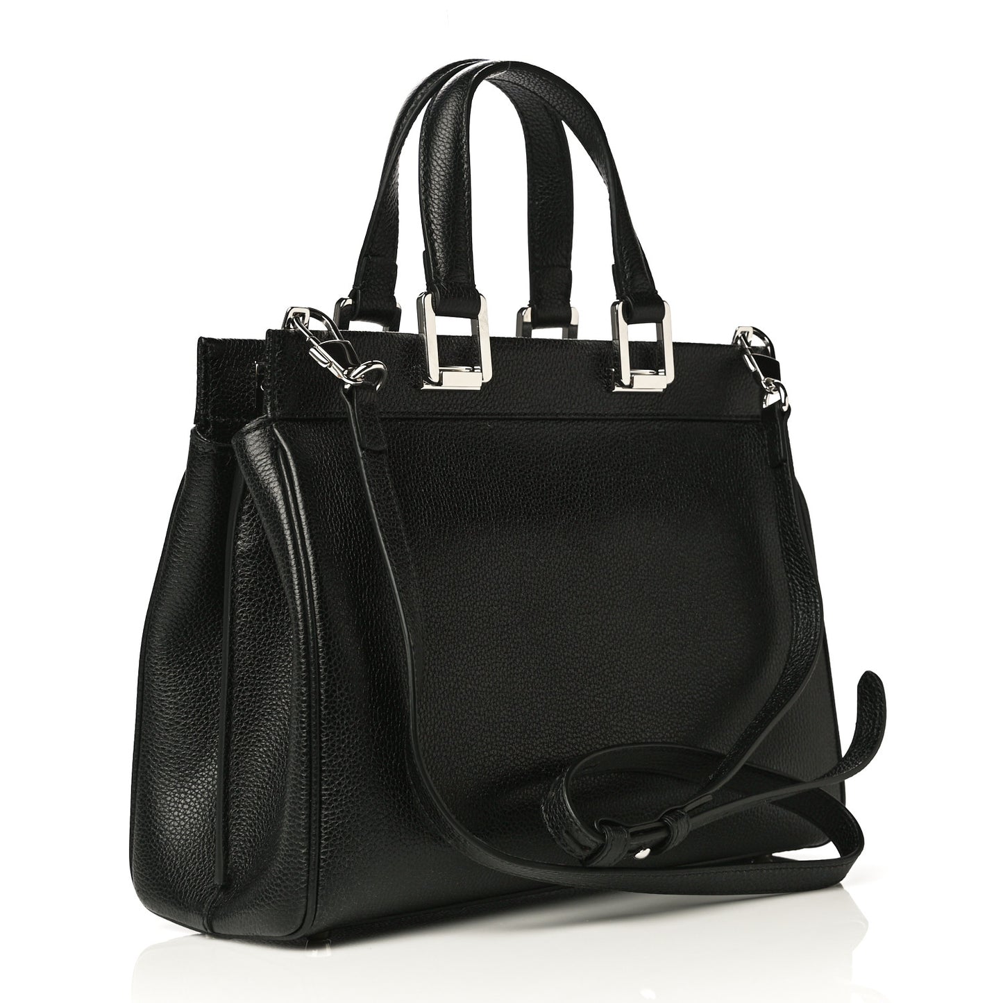 Grainy Calfskin Small Zumi Top Handle Bag Black