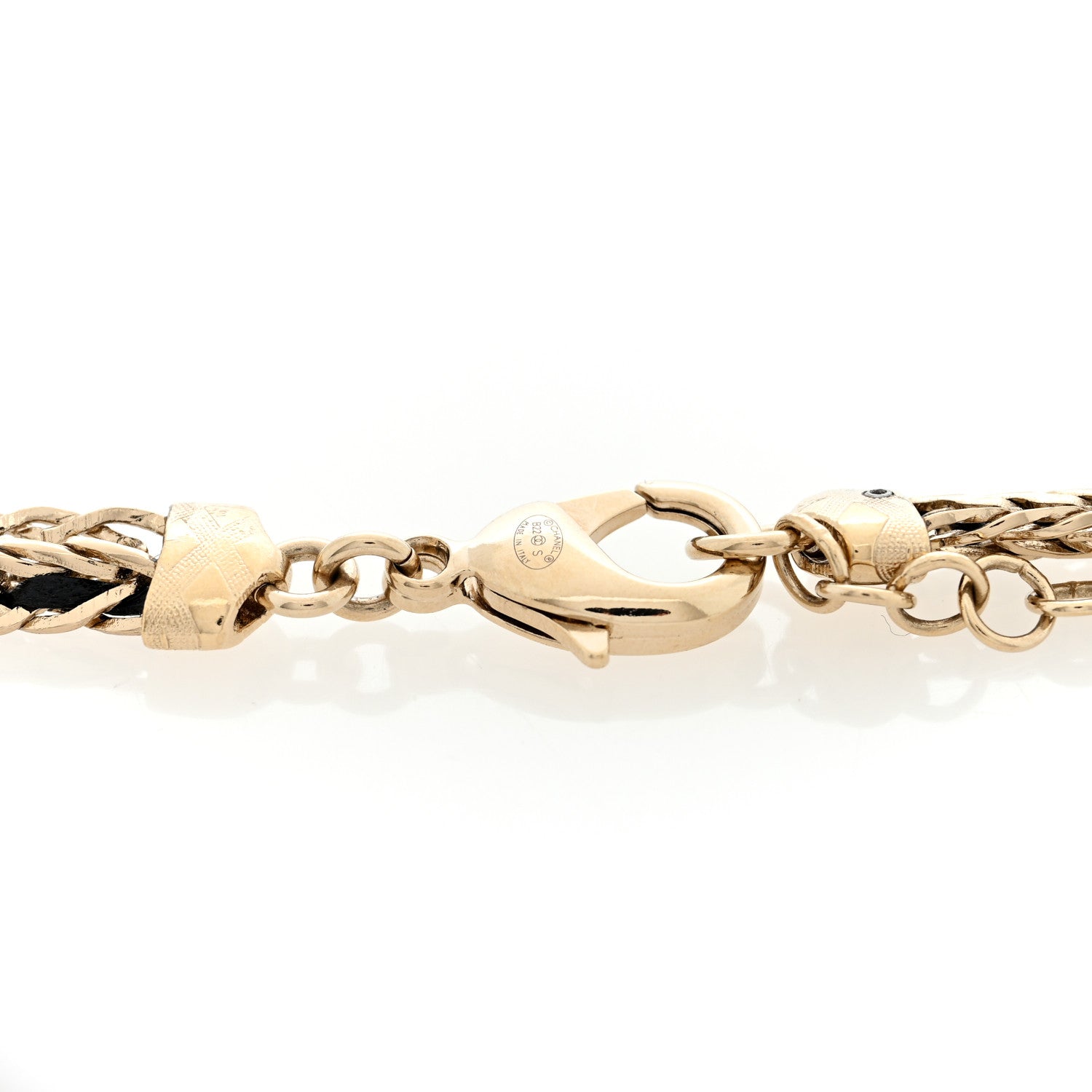 Chanel Lambskin Crystal Chain CC Fancy Belt 75 30 Gold Black