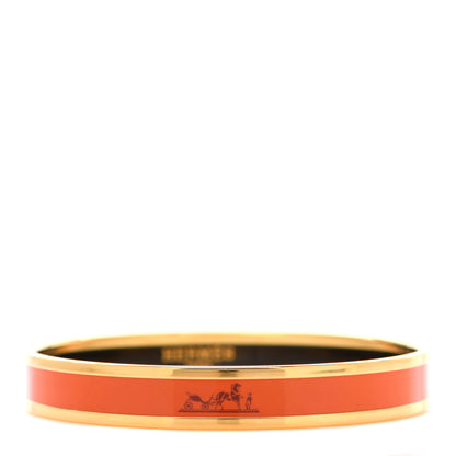 Hermes Enamel Printed Narrow Sellier Bracelet Orange 1 of 5