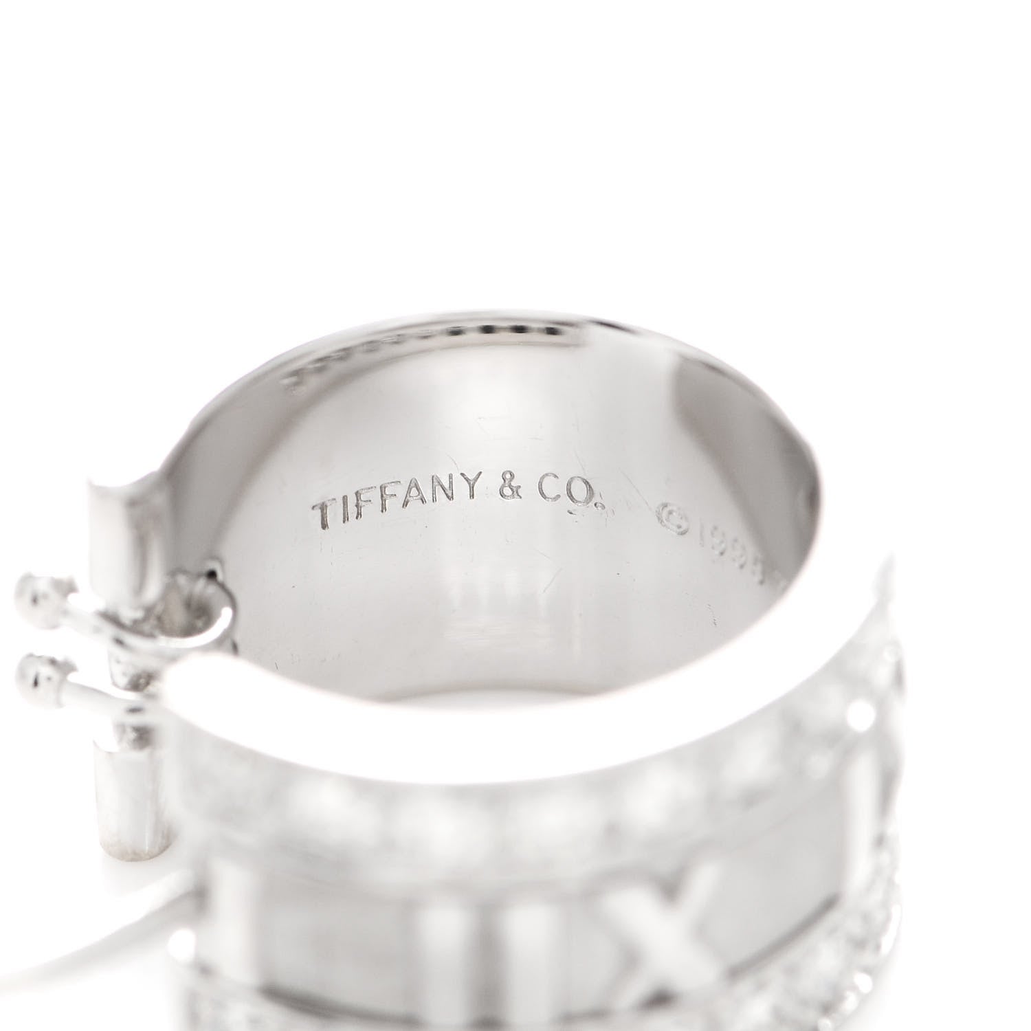 Tiffany 18K White Gold Diamond Atlas Hoop Earrings 4 of 5