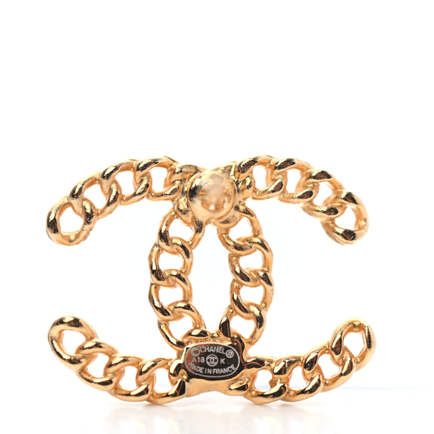 Chain Pearl CC Earrings Gold