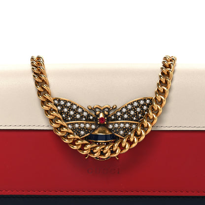 Gucci Calfskin Queen Margaret Chain Wallet Blue Agata Hibiscus Red Mystic White 7 of 9