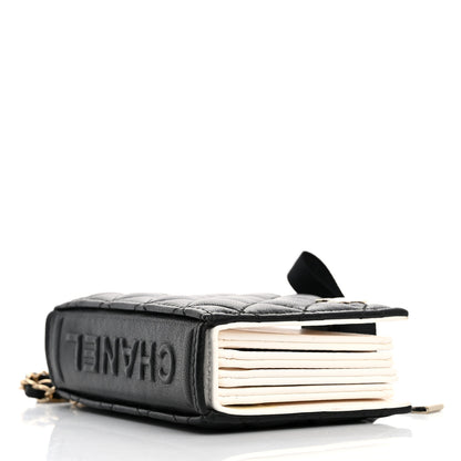 Chanel Lambskin Quilted Book Card Holder on Chain Black 4 of 14
