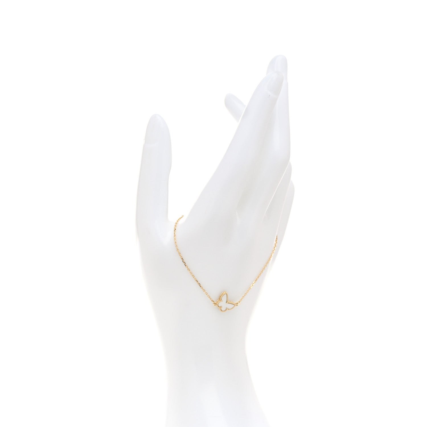Van Cleef & Arpels 18K Yellow Gold Mother of Pearl Sweet Alhambra Butterfly Bracelet 2 of 7