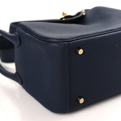 Hermes Taurillon Clemence Mini Lindy 20 Bleu Nuit 7 of 9