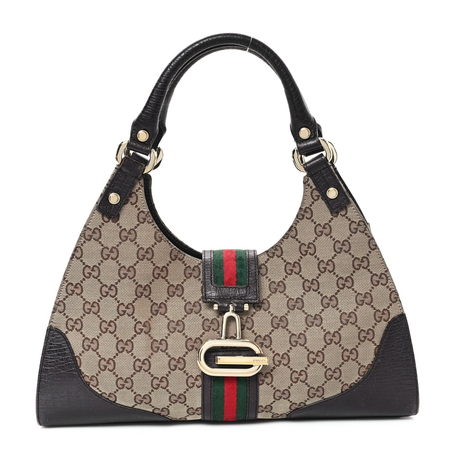 Gucci Monogram Web Junco Shoulder Bag Dark Brown 1 of 12