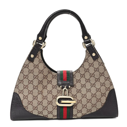 Gucci Monogram Web Junco Shoulder Bag Dark Brown 1 of 12