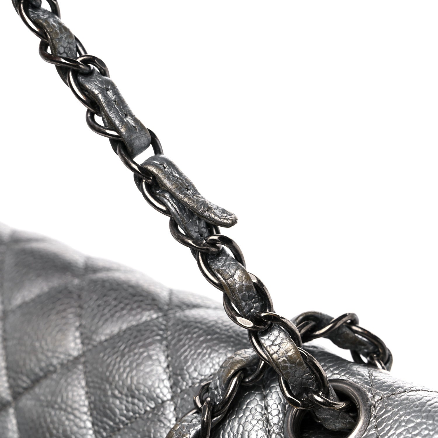 Chanel Metallic Caviar Quilted Medium Double Flap Silver 15 of 15