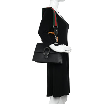 Gucci Dollar Calfskin Crystal Web Medium Dionysus Bamboo Top Handle Bag Black Black Diamond 2 of 13