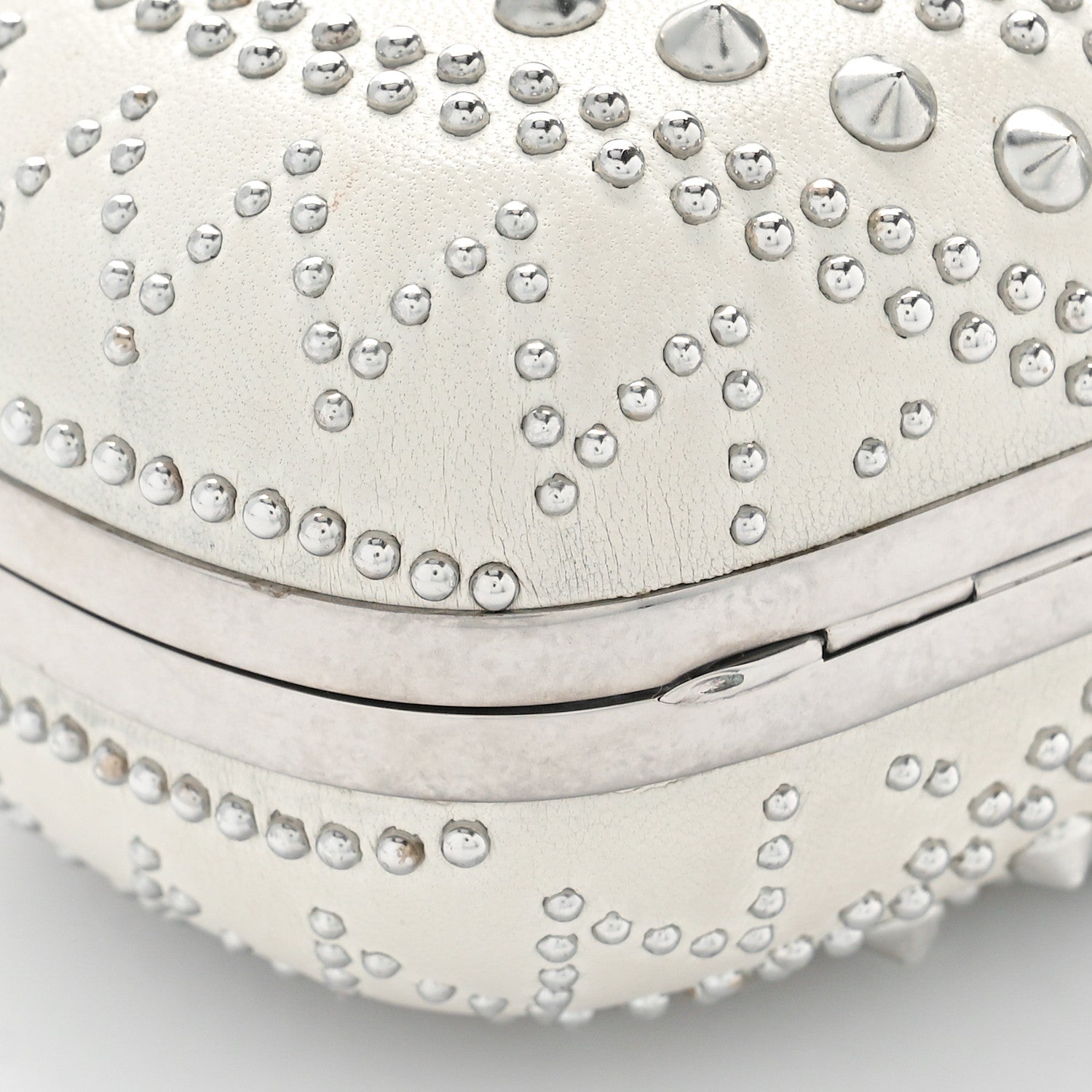 Alexander McQueen Nappa Studded Crochet Skull Box Clutch Ivory 8 of 10