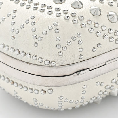 Alexander McQueen Nappa Studded Crochet Skull Box Clutch Ivory 8 of 10