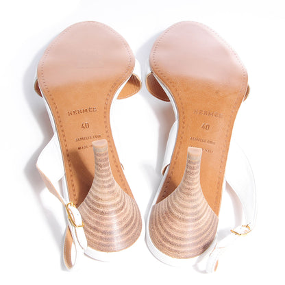 Hermes Calfskin Night 70 Slingback Heels White 40 5 of 7