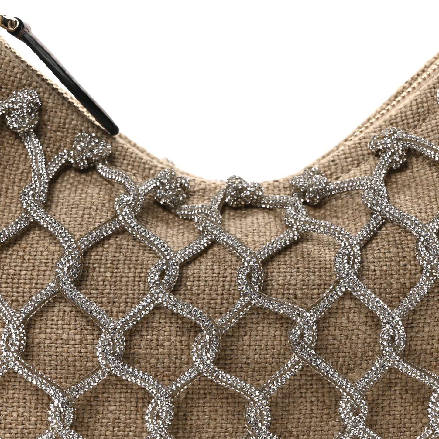 Crystal Knit Mini Vlogo Moon Bag Silver Beige