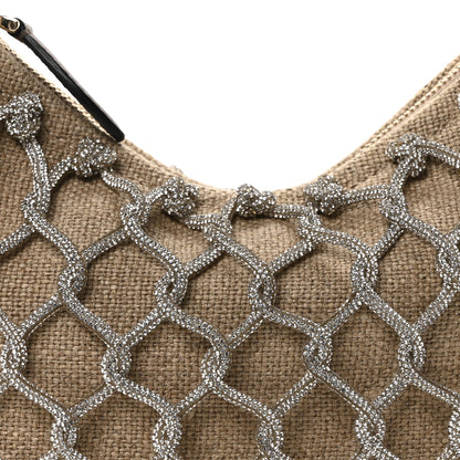 Valentino Garavani Crystal Knit Mini Vlogo Moon Bag Silver Beige 7 of 9