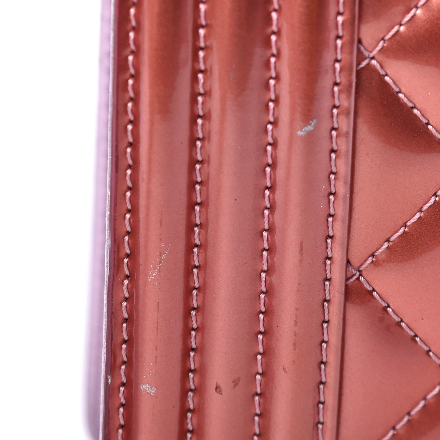 Metallic Patent Calfskin Quilted Medium Boy Flap Light Pink