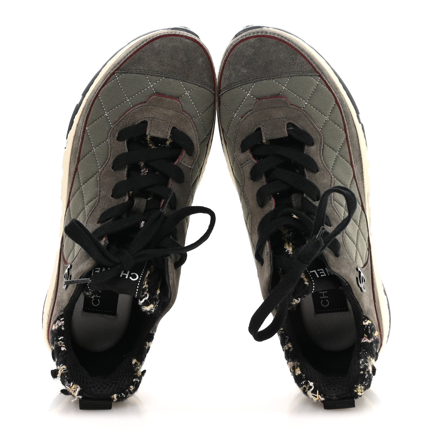 Chanel Tweed Suede Calfskin Grained Calfskin Womens CC Sneakers 40 40 Grey Black Multicolor 2 of 10