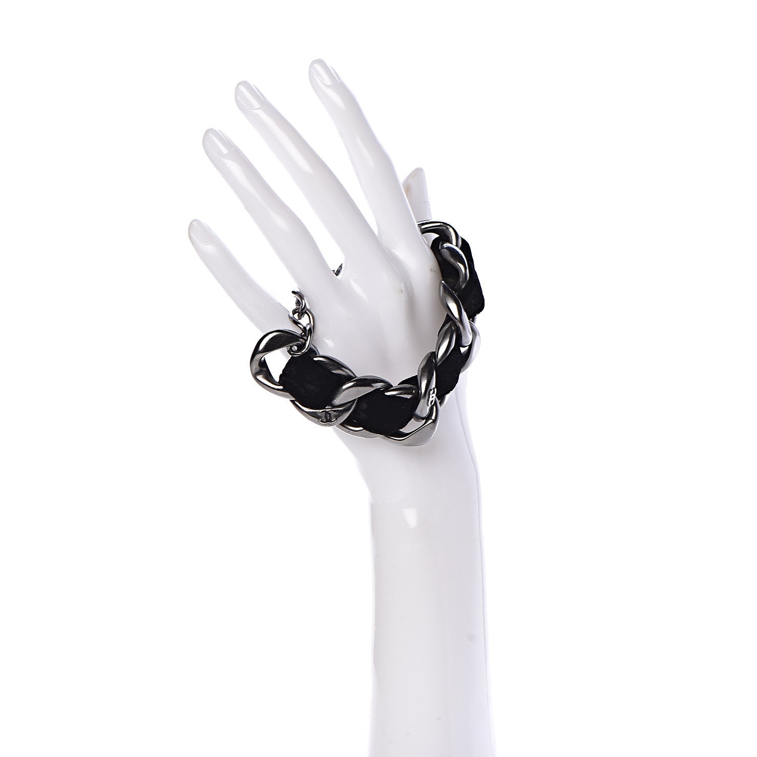Chanel Velvet CC Chain Bracelet Black Ruthenium 2 of 5