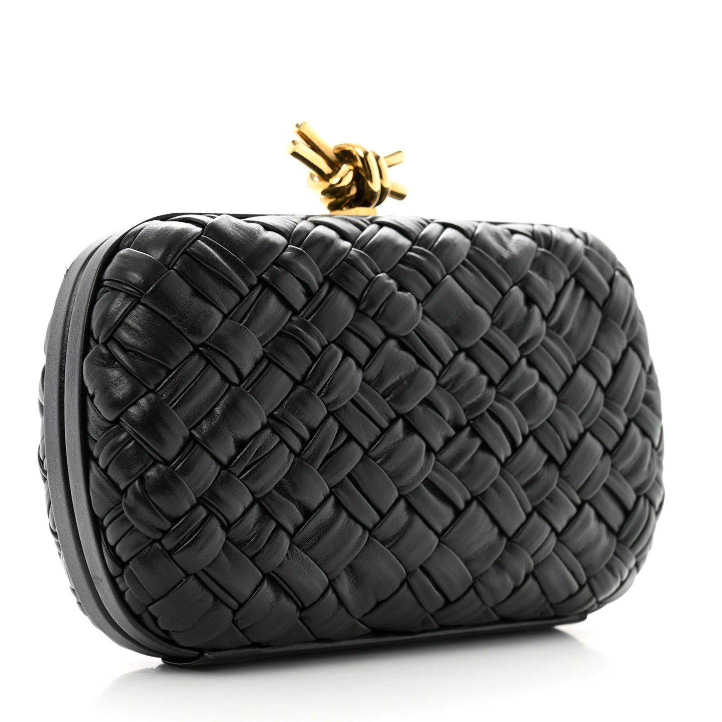 Nappa Intrecciato Knot Clutch Black