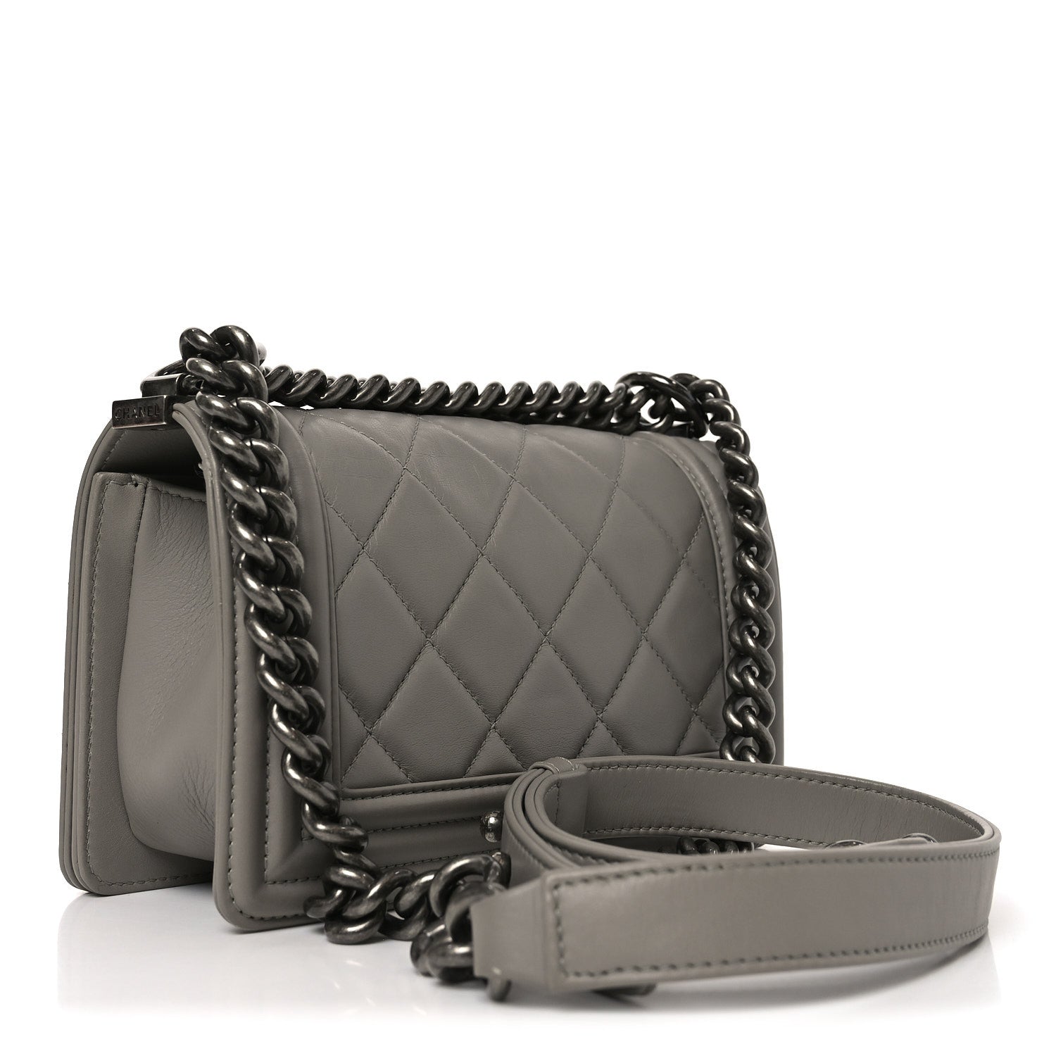 Chanel Calfskin Quilted Small Boy Flap Grey 2 of 9
