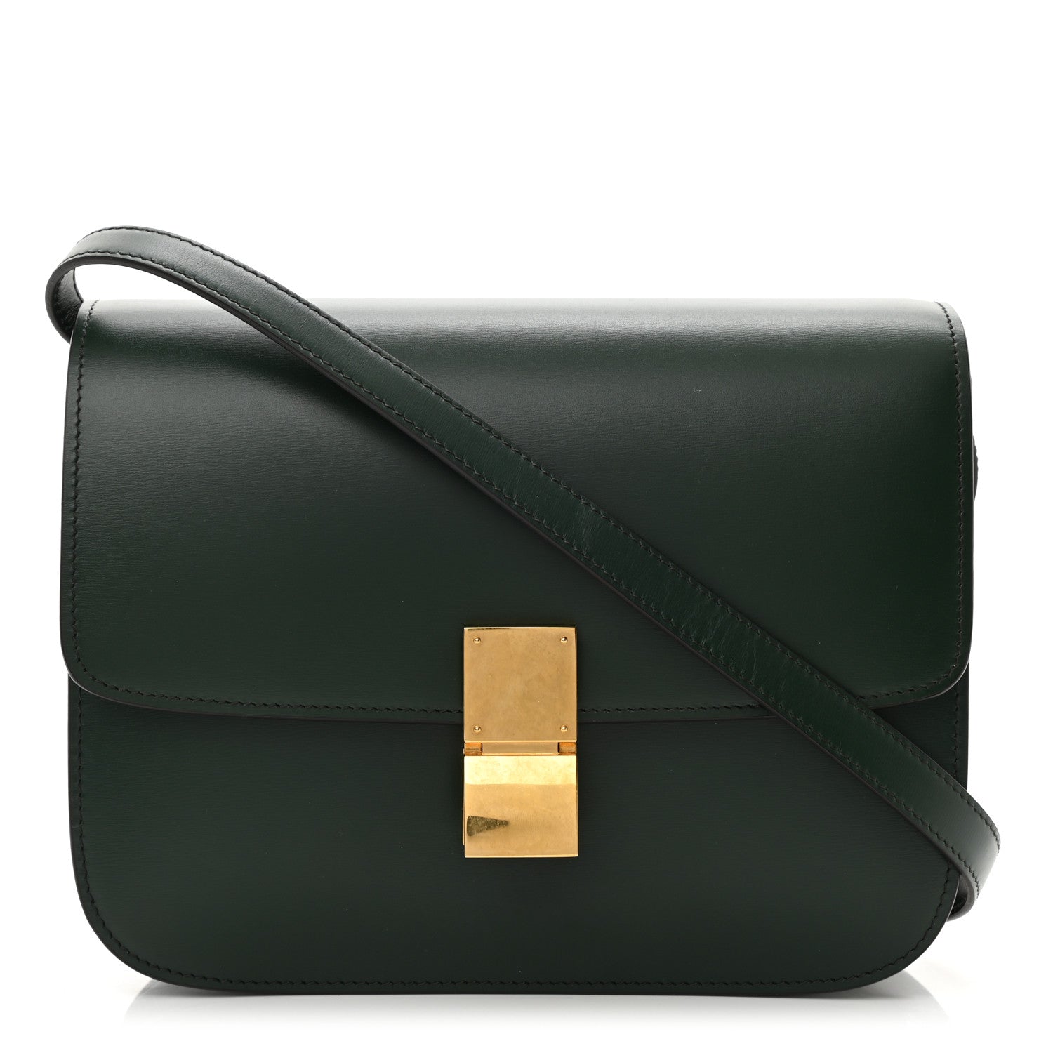 Celine Box Calfskin Medium Classic Box Flap Bag Dark Green 1 of 9