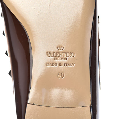 Valentino Garavani Patent Nappa Rockstud Ballerina Flats 40 Cacao Poudre 8 of 13